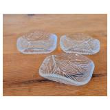 Vintage Furu Crystal Glass Square Butter Pat Dishes by Brorby for Hadeland Glasswerk (Norway)