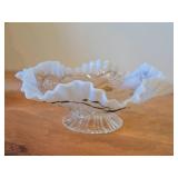 Vintage Clear Glass Candy Dish by Jefferson Glass Co / Opalescent Grape Vine with Gold Painted Etching pattern