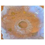 Vintage Clear Glass Candy Dish by Jefferson Glass Co / Opalescent Grape Vine with Gold Painted Etching pattern