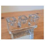 Ice Block theme Glass Candelabra Candleholder by Dansk (France) / Mid-Century style