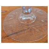 Vintage Crystal Glass Candleholder | Double Stick | Flat Foot Taper by Fostoric Glass / Midnight Rose with Etching on base pattern