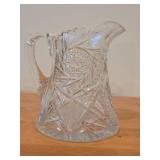 Vintage 1886-1916 American Brilliant Period Hand-Blown / Hand-Cut Crystal Glass Pitcher
