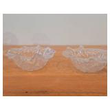 Lot of (2) Vintage Handcrafted Clear Art Glass Bowls by Magnor Glasswerk (Norway) / Textured pattern