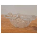 Lot of (2) Vintage Handcrafted Clear Art Glass Bowls by Magnor Glasswerk (Norway) / Textured pattern