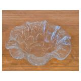 Lot of (2) Vintage Handcrafted Clear Art Glass Bowls by Magnor Glasswerk (Norway) / Textured pattern