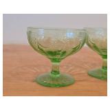 Lot of (2) Vintage Depression Glass Footed Sherbert Dishes (green)