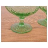 Lot of (2) Vintage Depression Glass Footed Sherbert Dishes (green)