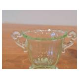 Vintage Cambridge Glass Uranium Glass Sugar Bowl / Martha pattern