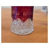 Early American Pattern Glass Souvenier Toothpick Holder / Etched with Fisher Minnesota pattern