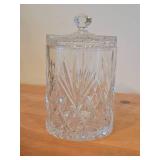 Vintage Bohemian Czech Republic 24% Cut Lead Crystal Biscuit Barrel Jar with Lid