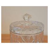 Vintage Bohemian Czech Republic 24% Cut Lead Crystal Biscuit Barrel Jar with Lid