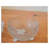 Vintage Footed Oval Etched Cut Glass Crystal Candy Dish, Indiana Glass Diamond 3-Toed Crystal Bowl, Pressed Glass Fruit/Dessert Bowl