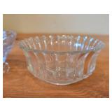 Vintage Footed Oval Etched Cut Glass Crystal Candy Dish, Indiana Glass Diamond 3-Toed Crystal Bowl, Pressed Glass Fruit/Dessert Bowl