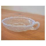 Vintage Opalescent Glass Nappy / Candy Dish by Jefferson Glass Co (Early 1900's) / Sea Spray pattern