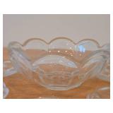 Fostoria Cleared Pressed Glass Scalloped Edge Bowl and (5) Matching Fruit / Nut / Side Plates