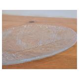 Vintage Crystal Glass Oval Serving Platter by Hadeland Glasswerk (Norway) / Textured Furu pattern