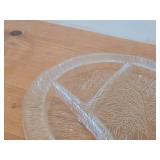 Vintage 13' Crystal Glass Round Divided Serving Platter by Severin Brovby for Hadeland Glasswerk (Norway) / Furu pattern