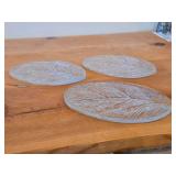 Lot of (3) Vintage Crystal Glass Serving Plates by Hadeland Glasswerk (Norway) / Furu pattern