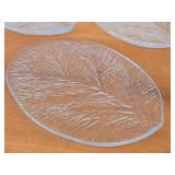 Lot of (3) Vintage Crystal Glass Serving Plates by Hadeland Glasswerk (Norway) / Furu pattern