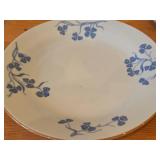 Lot of (3) Porcelain Dinnerwares by Porsgrund (Norway) / Blue Floral Design with Brown Trim / - 8' Plate, 6-3/4' Salad Plate, Creamer 3' x 3-1/4'