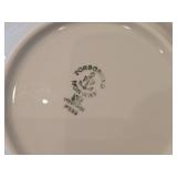 Lot of (6) Porcelain Dinnerwares by Porsgrund (Norway) / Blue Floral Design with Brown Trim / - 7-1/2' Soup Bowls (x3) and 4-3/4' Fruit / Nut Bowls (x3)