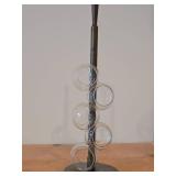 Vintage Blown Glass Drinking Glass Set of 5 (1970's) (Italy) / Mid-Century Italian style / with Walnut Wood Glass Holder