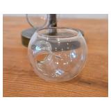 Vintage Blown Glass Drinking Glass Set of 5 (1970's) (Italy) / Mid-Century Italian style / with Walnut Wood Glass Holder