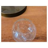 Vintage Blown Glass Drinking Glass Set of 5 (1970's) (Italy) / Mid-Century Italian style / with Walnut Wood Glass Holder