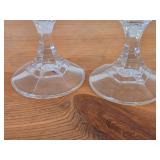 Lot of (2) Vintage Clear Crystal Glass Candleholders