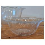 Vintage Glass Serving Bowls (x2) and Serving Plate by Lindshammar (Sweden) / Hearts pattern