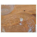 Vintage Glass Serving Bowls (x2) and Serving Plate by Lindshammar (Sweden) / Hearts pattern