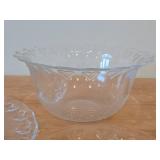 Vintage Glass Serving Bowls (x2) and Serving Plate by Lindshammar (Sweden) / Hearts pattern