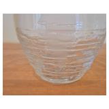 Vintage Swedish Etched Clear Art Glass Signed Bowl by Lars Sestervik for Steninge Slott / Frosted Sailboat Motif and Textured Waves pattern