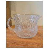 Vintage Fauna Series Clear Pressed Glass Pitcher by Olivia Toikka for Nuutajarvi (Littala) (1970's) (Finland)