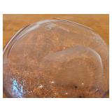 Clear Hand-Blown Art Glass Bowl with 1/2' Thick Rim and (3) Shaved Sides by Murano (possibly)