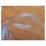 Clear Hand-Blown Art Glass Bowl with 1/2' Thick Rim and (3) Shaved Sides by Murano (possibly)