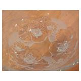 Vintage Art Glass Punch Bowl by Mikasa / Frosted Floral Design