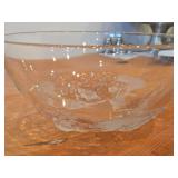 Vintage Art Glass Punch Bowl by Mikasa / Frosted Floral Design