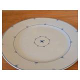 Lot of (2) 12' Porcelain Dinner Plates by Porsgrund (Norway) / Blue Floral and Ring Design / Mini Straw (Ministra) pattern