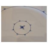 Lot of (2) 12' Porcelain Dinner Plates by Porsgrund (Norway) / Blue Floral and Ring Design / Mini Straw (Ministra) pattern