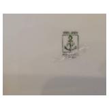 Lot of (2) 12' Porcelain Dinner Plates by Porsgrund (Norway) / Blue Floral and Ring Design / Mini Straw (Ministra) pattern