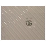 Lot of (2) Vintage Oven-Proof Porcelain Dishes by Porsgrund (Norway) / Red Striped Design + Ribbed Underside / (rectangle)