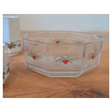 Heart Shaped Trivet, Creamer, Sugar Bowl, Clear Glass Octagon Shaped Bowl - Heart & Pine by Porsgrund (Norway)