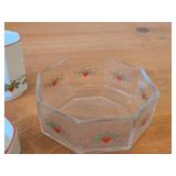 Heart Shaped Trivet, Creamer, Sugar Bowl, Clear Glass Octagon Shaped Bowl - Heart & Pine by Porsgrund (Norway)