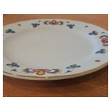 9 3/4' Porcelain Dinner Plate by Porsgrund (Norway) / Farmer's Rose Pattern with 24K Gold Rim Scalloped Edge