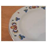 9 3/4' Porcelain Dinner Plate by Porsgrund (Norway) / Farmer's Rose Pattern with 24K Gold Rim Scalloped Edge