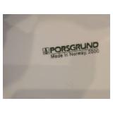 9 3/4' Porcelain Dinner Plate by Porsgrund (Norway) / Farmer's Rose Pattern with 24K Gold Rim Scalloped Edge