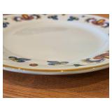 Lot of (5) 8 1/4' Porcelain Breakfast Plates by Porsgrund (Norway) / Farmer's Rose Pattern with 24K Gold Rim Scalloped Edge