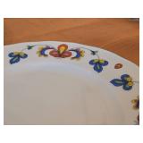 Lot of (5) 8 1/4' Porcelain Breakfast Plates by Porsgrund (Norway) / Farmer's Rose Pattern with 24K Gold Rim Scalloped Edge