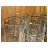 Lot of (5) Vintage Clear Glass Lowball Tumblers - Summerhouse by Dansk 10-oz x 3' (octagon)